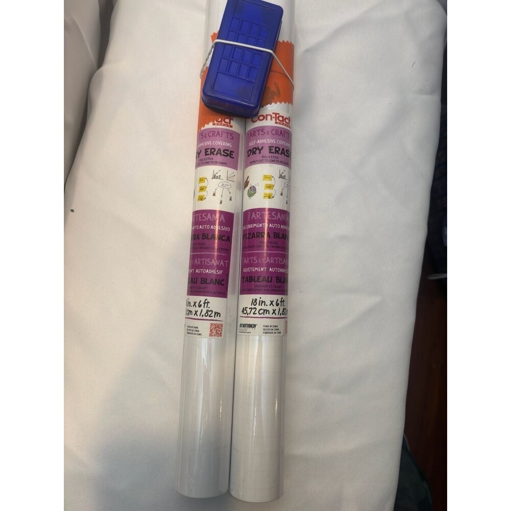 2 Rolls Con-Tact Brand Dry Erase Self-Adhesive with Eraser